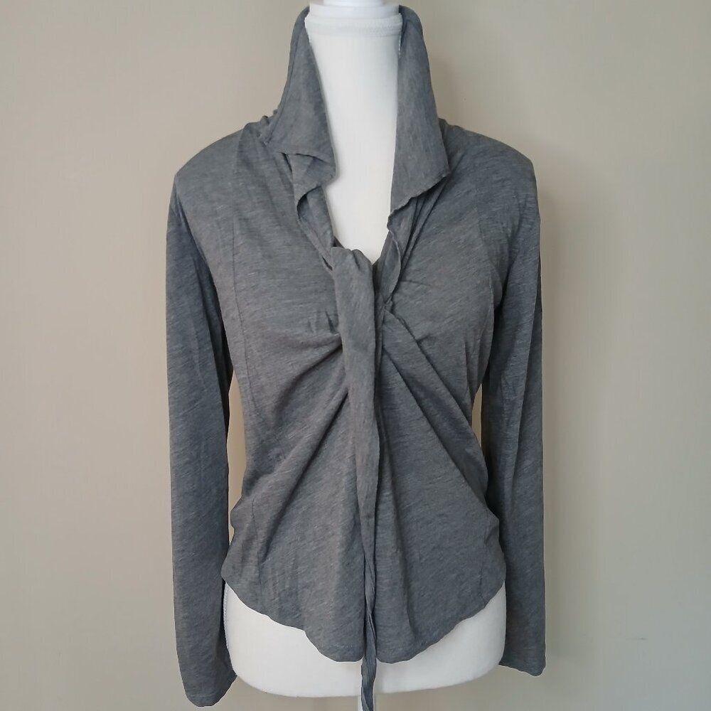 FIVE CM Silver Plaque Long Sleeve Tie Front Top Size 2